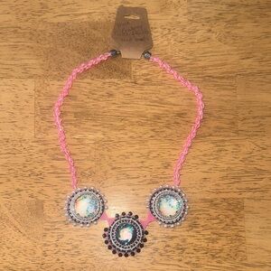 Handmade Pink Beaded Necklace with Silver Accents